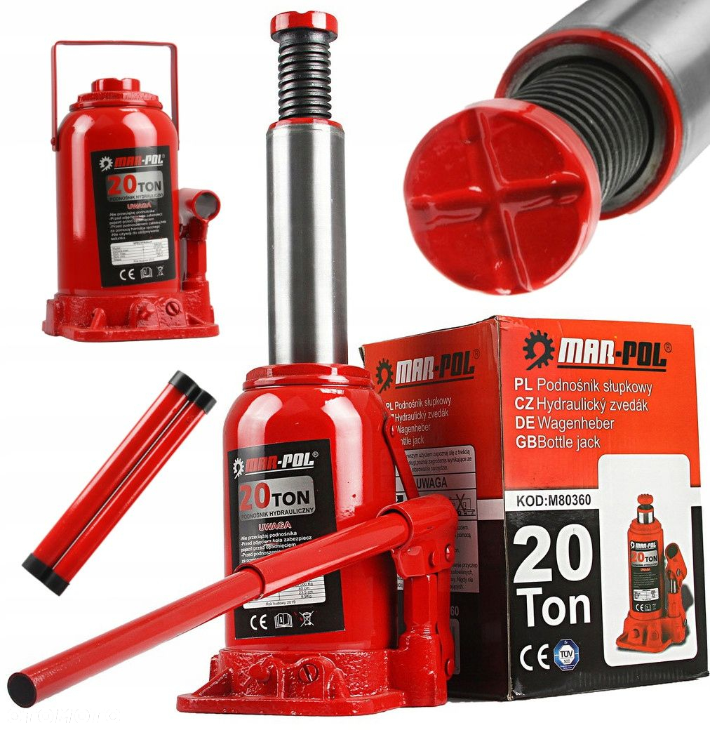 PODNOŚNIK SŁUPKOWY 20T LEWAREK HYDRAULICZNY BUTELKOWY 20T TON MOCNY M80360 - 10
