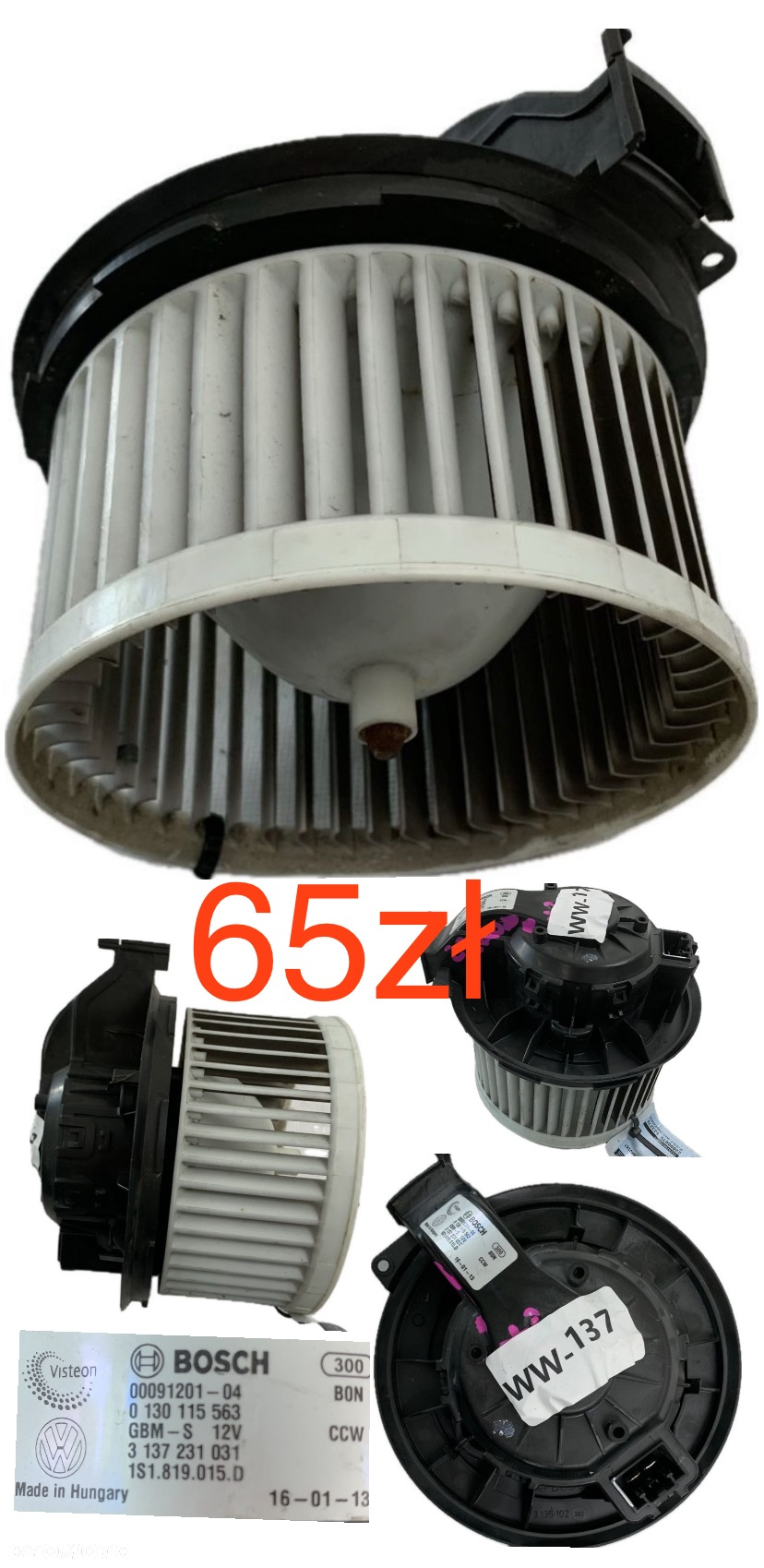 Wentylator dmuchawa nagrzewnicy Alfa Romeo Fiat Renault Clio IV Opel Meriva A 2003-2010r Mercedes C W203 2000-2007r VW UP! 2011-2023r Seat Mii 2011-2023r Skoda Citygo 2011-2023r Renault Megane IV 2016r-> Fiat 500 Jaguar XF X250 Audi A6 C6 - 6