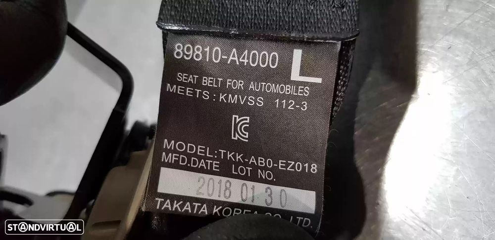CINTO SEGURANÇA TRASEIRO ESQUERDO KIA CARENS IV 2018 -89810A4000 - 3