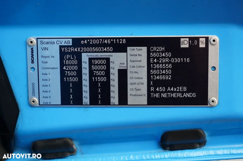 Scania R 450 / MEGA / PLATĂ JOSĂ / RETARDER / I-PARK COOL / PIELE / EURO 6 - 38