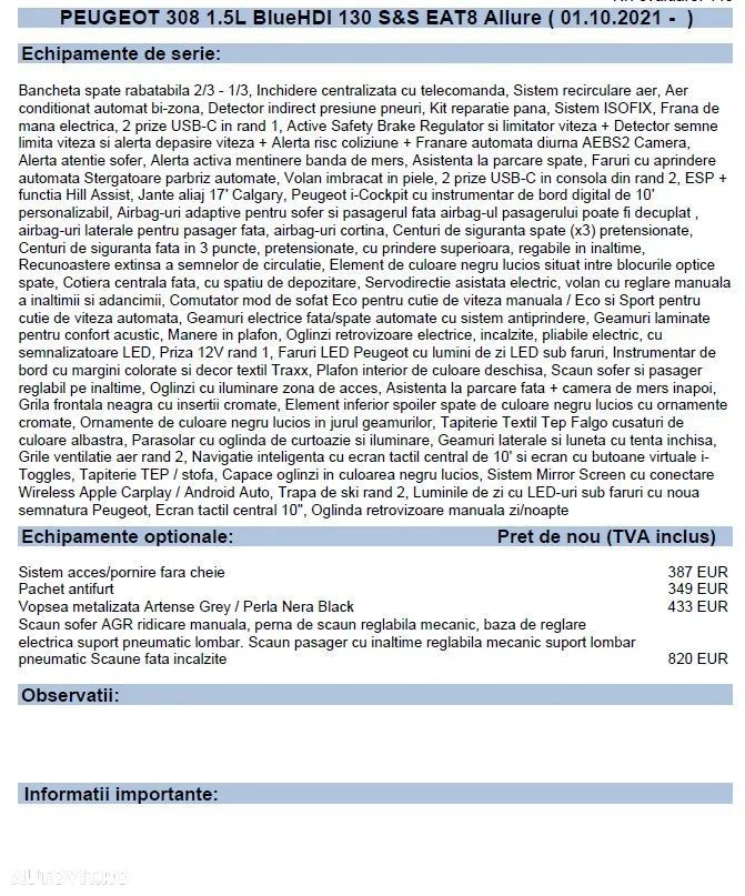 Peugeot 308 1.5L BlueHDI 130 S&S EAT8 Allure - 11