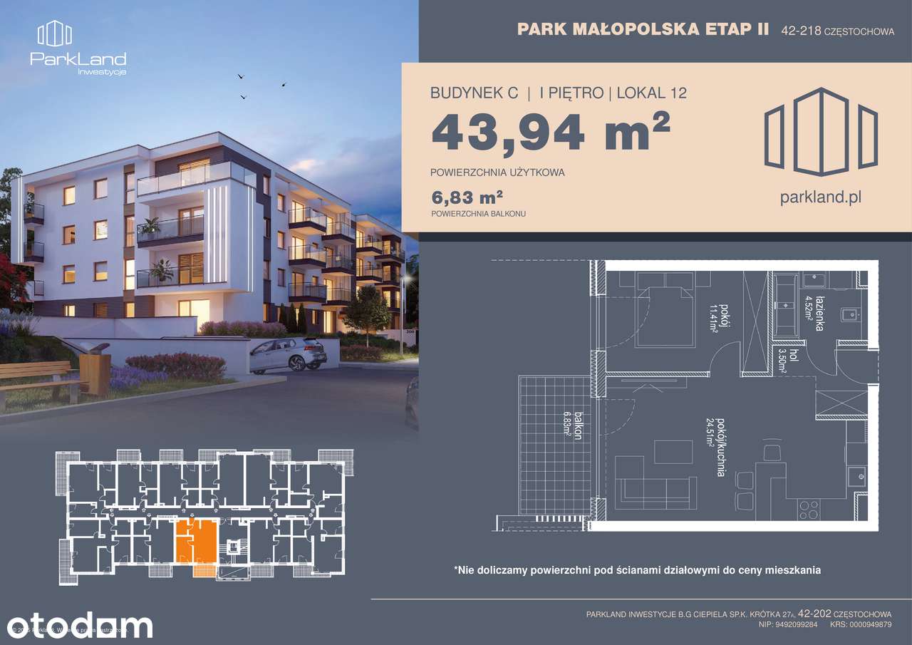 Nowe 2 pokoje Parkitka | balkon | zieleń | Park Małopolska