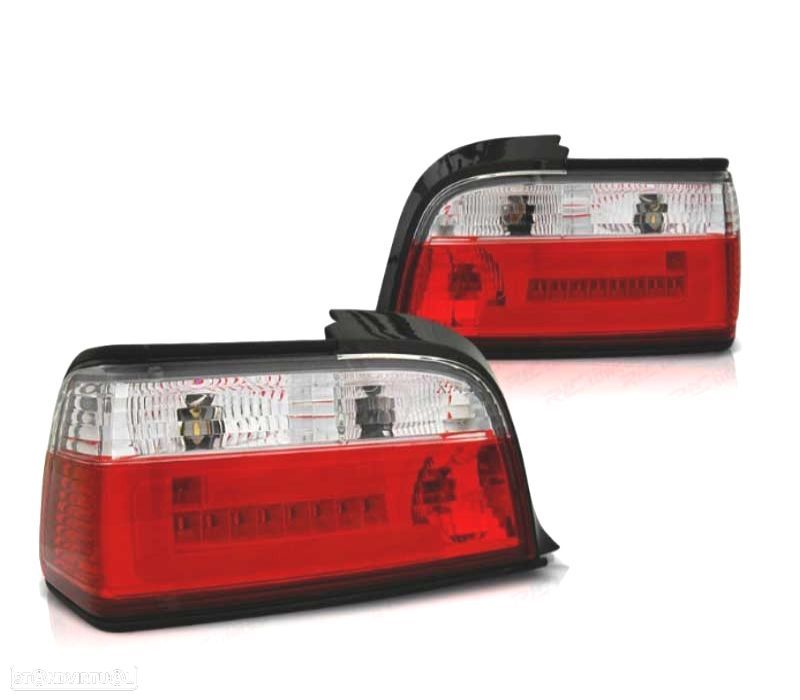 FAROLINS TRASEIROS LED PARA BMW E36 90-99 C C VERMELHO BARRA BRANCA - 1