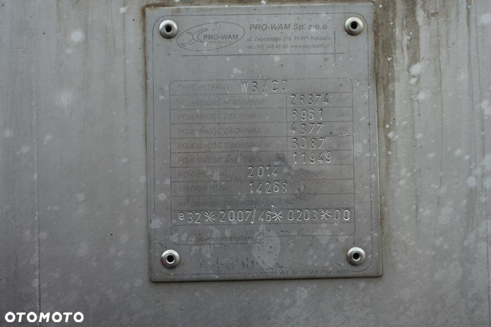 Sommer CYSTERNA SPOZYWCZA / 28 374 LITRÓW / 4 KOMOROWA /  WEBASTO / POMPA - 12