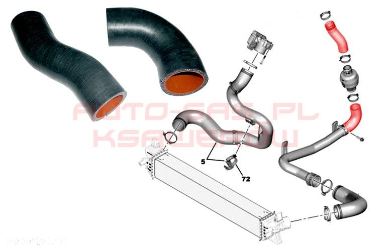 RURA INTERCOOLERA LEWA (GUMA) DUCATO JUMPER BOXER 2.0 / 2.2 - 2