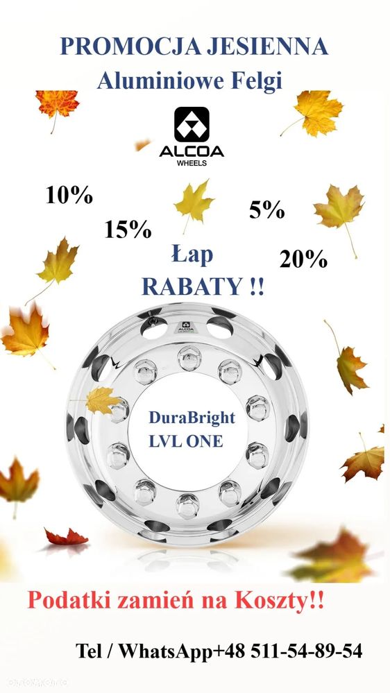 Specjalne Rabaty!! / Felga ALCOA !! / 22,5" / Aluminiowe felgi / Dura-Bright - 6
