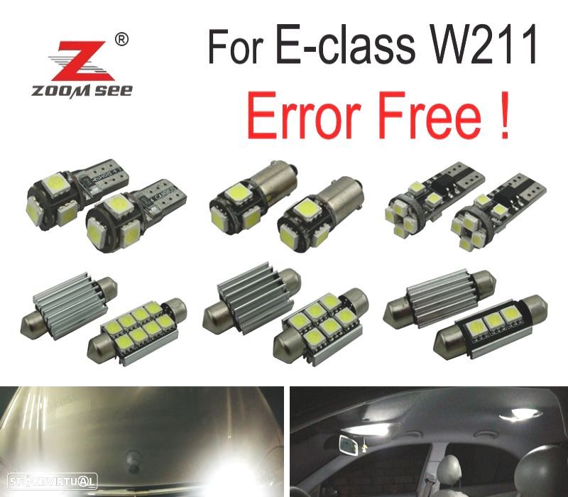 KIT COMPLETO DE 29 LÂMPADAS LED INTERIOR PARA MERCEDES E CLASE W211 E320 E350 E430 E500 E550 E63 AM - 1