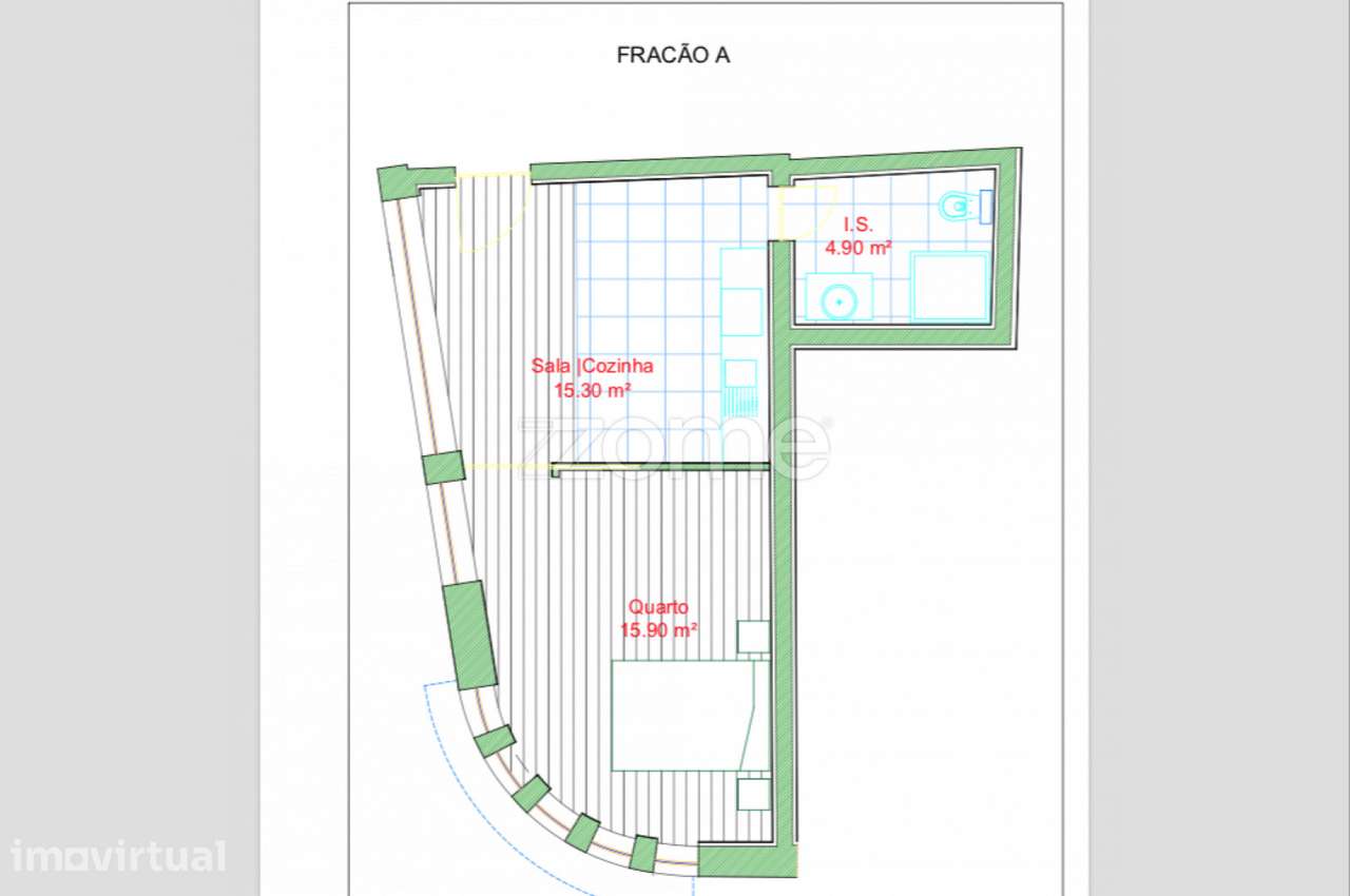 Apartamento novo T1 com 45m2 situado em Oliveira do Douro, V.N. Gaia. - Grande imagem: 2/20