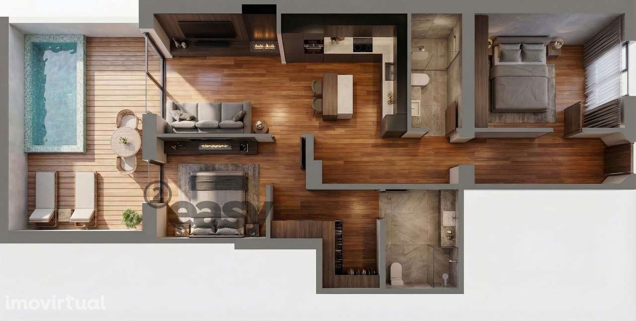 MORADIA T2 EM REMODELAÇÃO TOTAL COM PROJETO MODERNO, PÁTIO E PISCINA - Grande imagem: 2/10