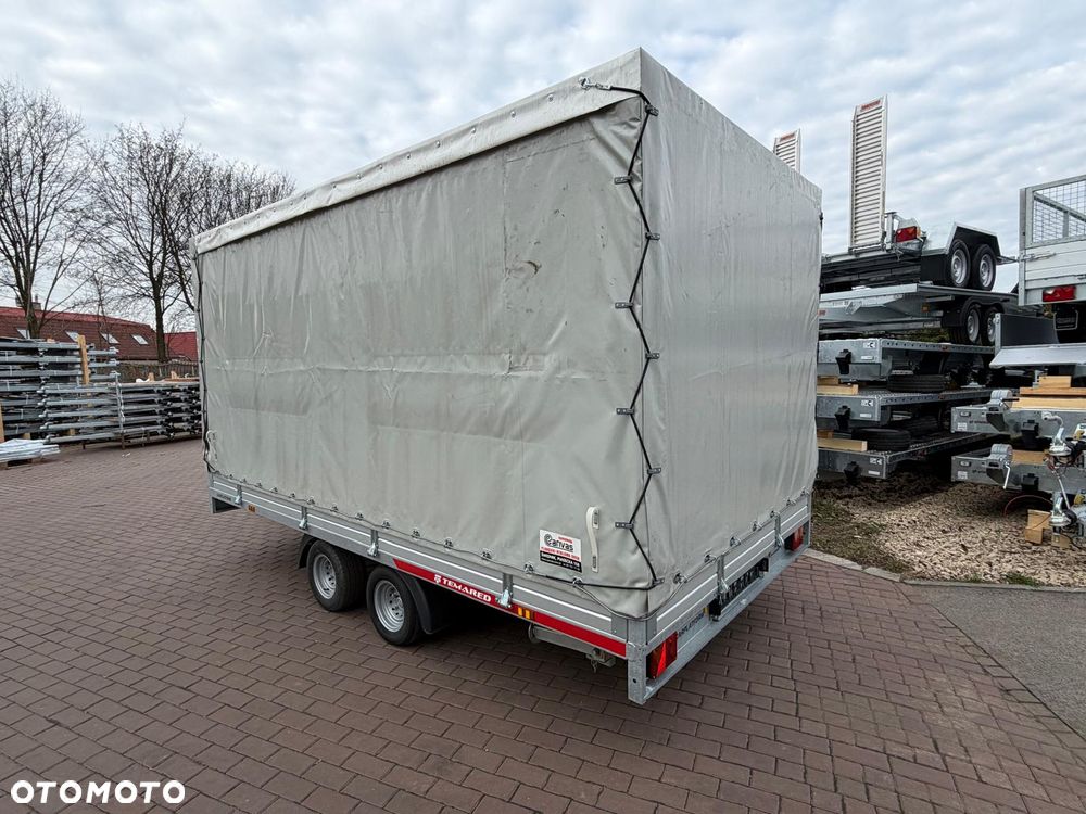 TEMARED Przyczepa Temared Carplatform 4021 406x216x30 cm DMC 2700kg + stelaż i plandeka firanka H170 - 9