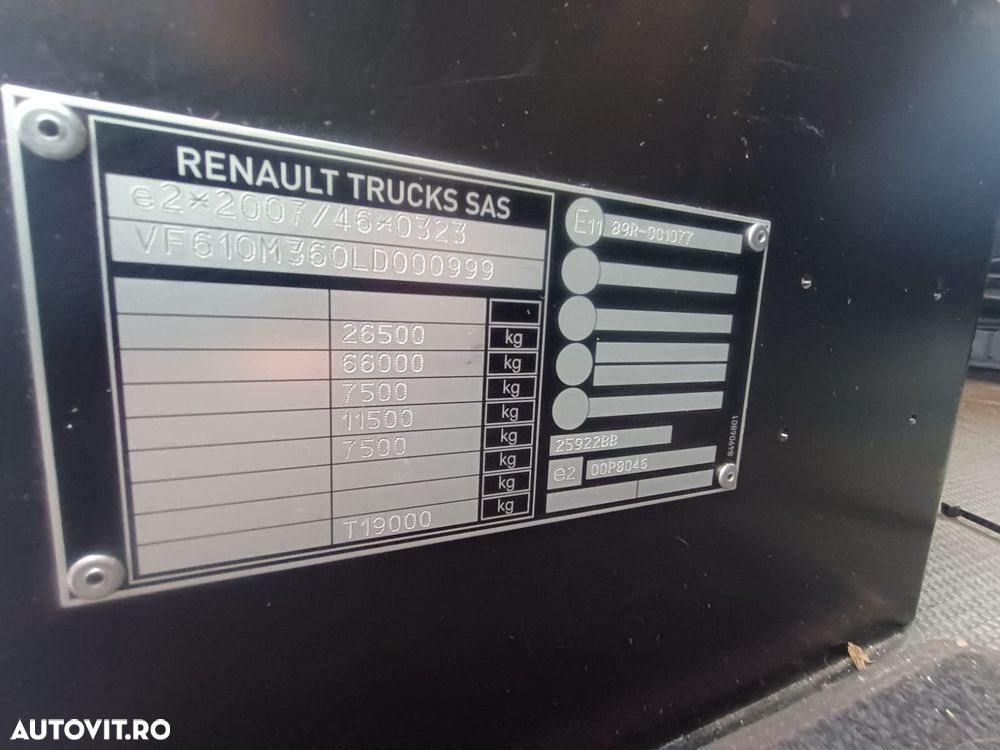 Renault T 440 / 6X2 / SOLO / CORTINĂ 9.5 M / I-PARK COOL / RIDICABIL / JANTE DIN ALIAJ / PUNȚĂ RIDICABILĂ - 34