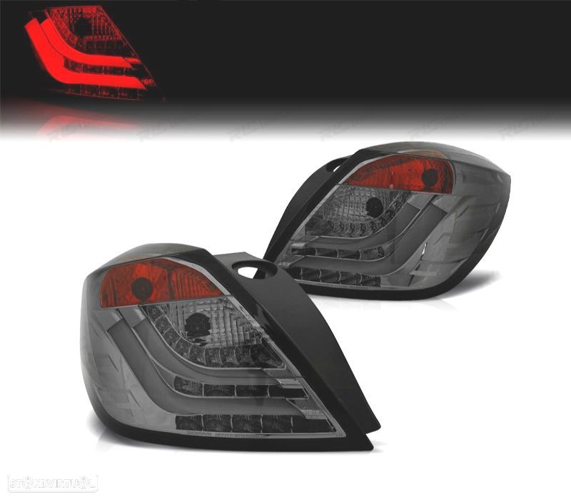 FAROLINS TRASEIROS OPEL ASTRA H GTC 04-09 LIGHT LED BAR FUNDO CROMADO FUMADO - 1