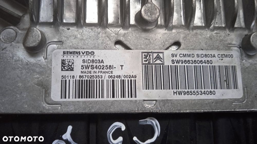 Komuter sterownik silnika Citroen C5 2.0 HDi 9663606480 SID803A 5WS40258I-T - 2