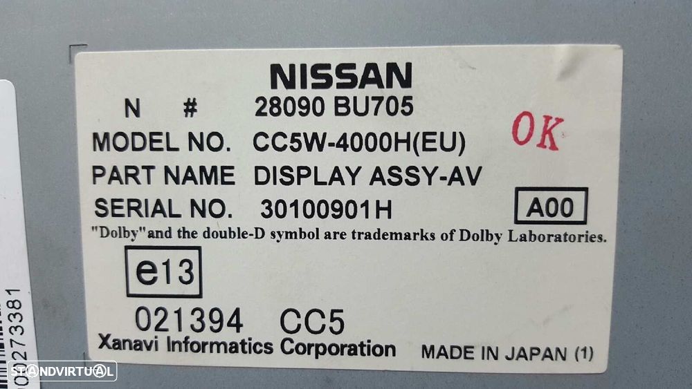 TELA/ECRÃ MULTIFUNÇÕES NISSAN ALMERA TINO (V10M) ACENTA - 2