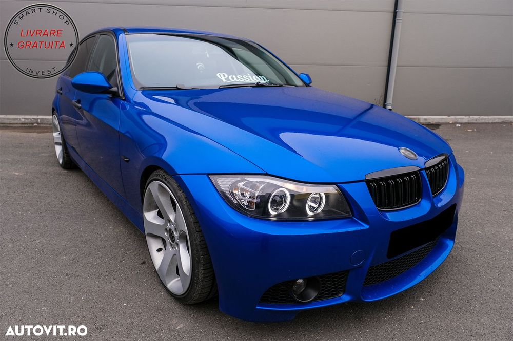 Grile Centrale Duble BMW Seria 3 E90 E91 Pre-LCI (2005-2008) M-Design Negru Lucios- livrare gratuita - 9