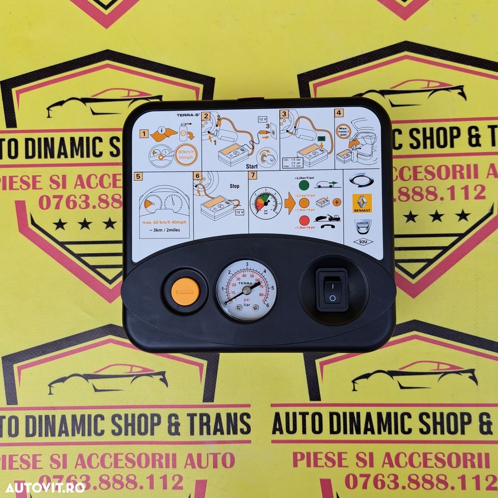 Compresor auto umflat roti original Dacia Renault 12V 96W 8A neutiliza - 2