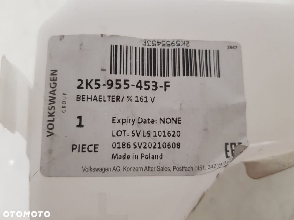 VW CADDY 2K5 15-20 ZBIORNIK PŁYNU SPRYSKIWACZY ZBIORNICZEK 2K5955453F NOWY OEM - 7