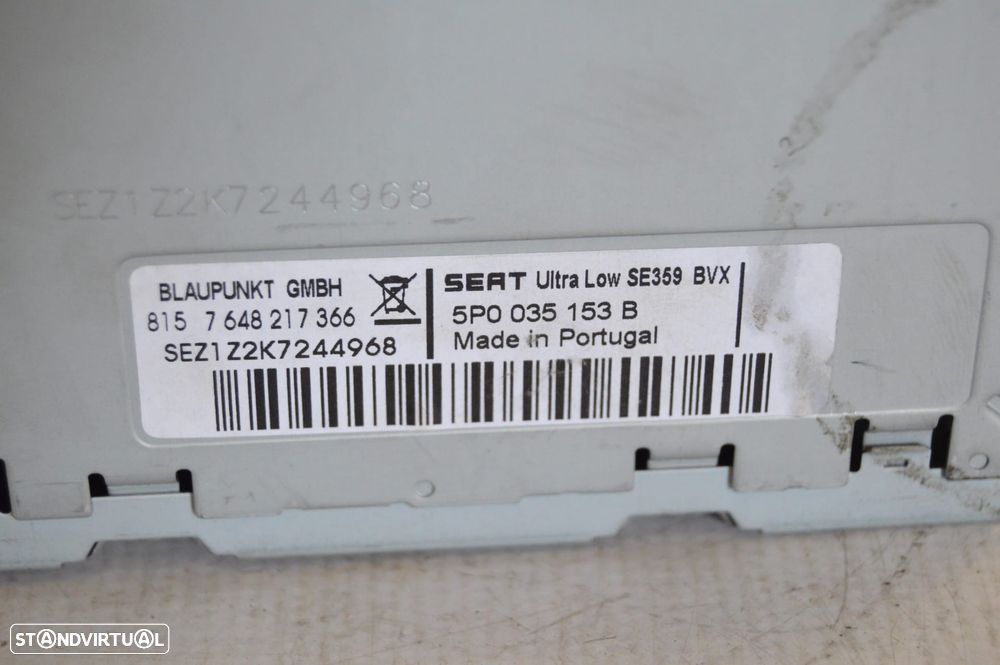 RADIO AUTORADIO LEITOR CD MP3 SEAT ALTEA 5P 5P0035153B 5P0035153 IBIZA IV 4 MK4 6J DISPLAY COMANDOS COMUTADOR PAINEL CONTROLO COMUNICAÇÃO - 6
