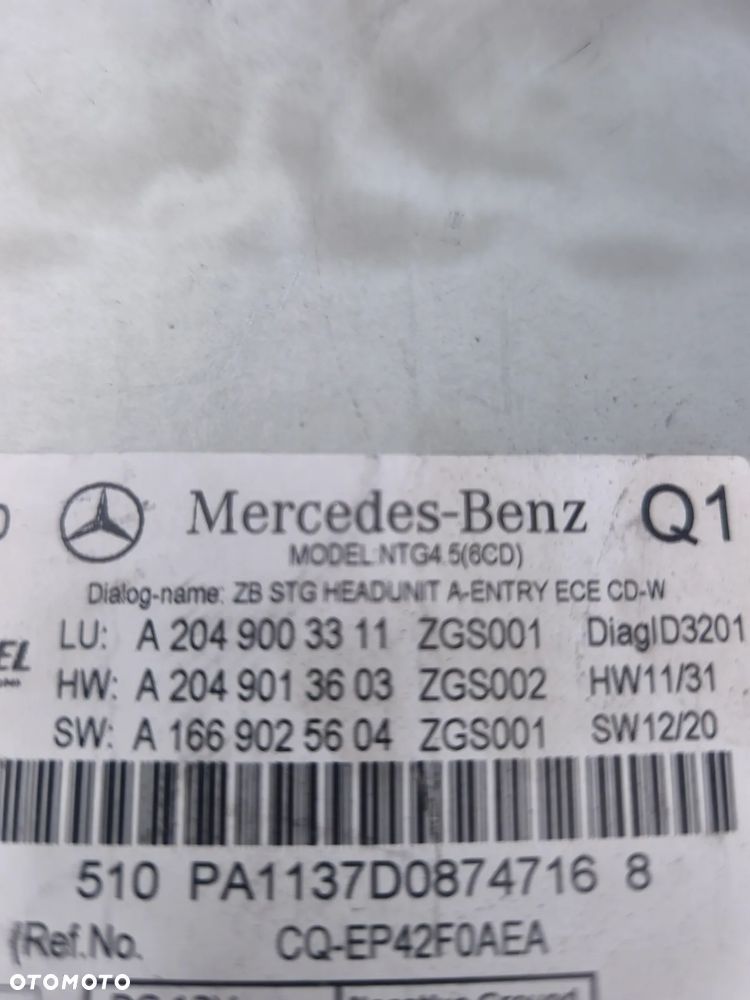 MERCEDES C KLASA W204 LIFT RADIO NAWIGACJA A2049003311 - 5