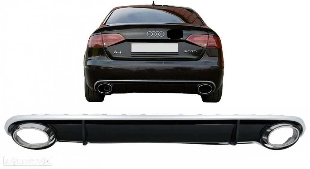 Difusor com Ponteiras Audi A4 B8 (2007 a 2013) Look RS4 - 8
