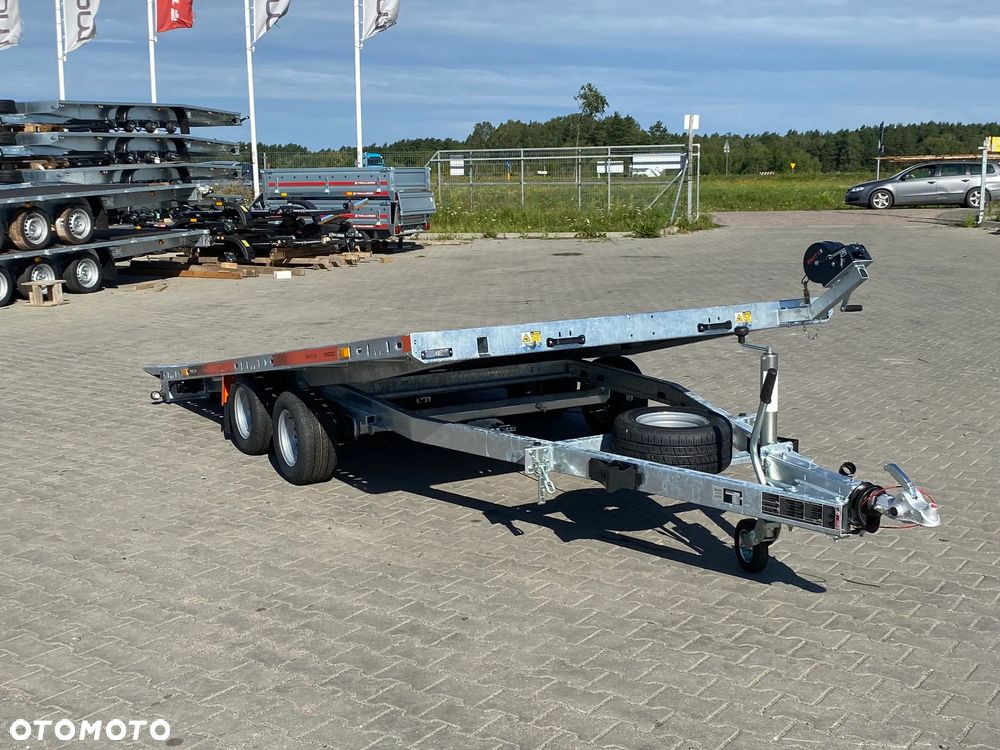 TA-NO DOSTAWA! Przyczepa laweta Gravity wym. 400x200, uchylna grawitacyjnie, SPAWANA, FULL LED, ryglowane najazdy HIT! - 5