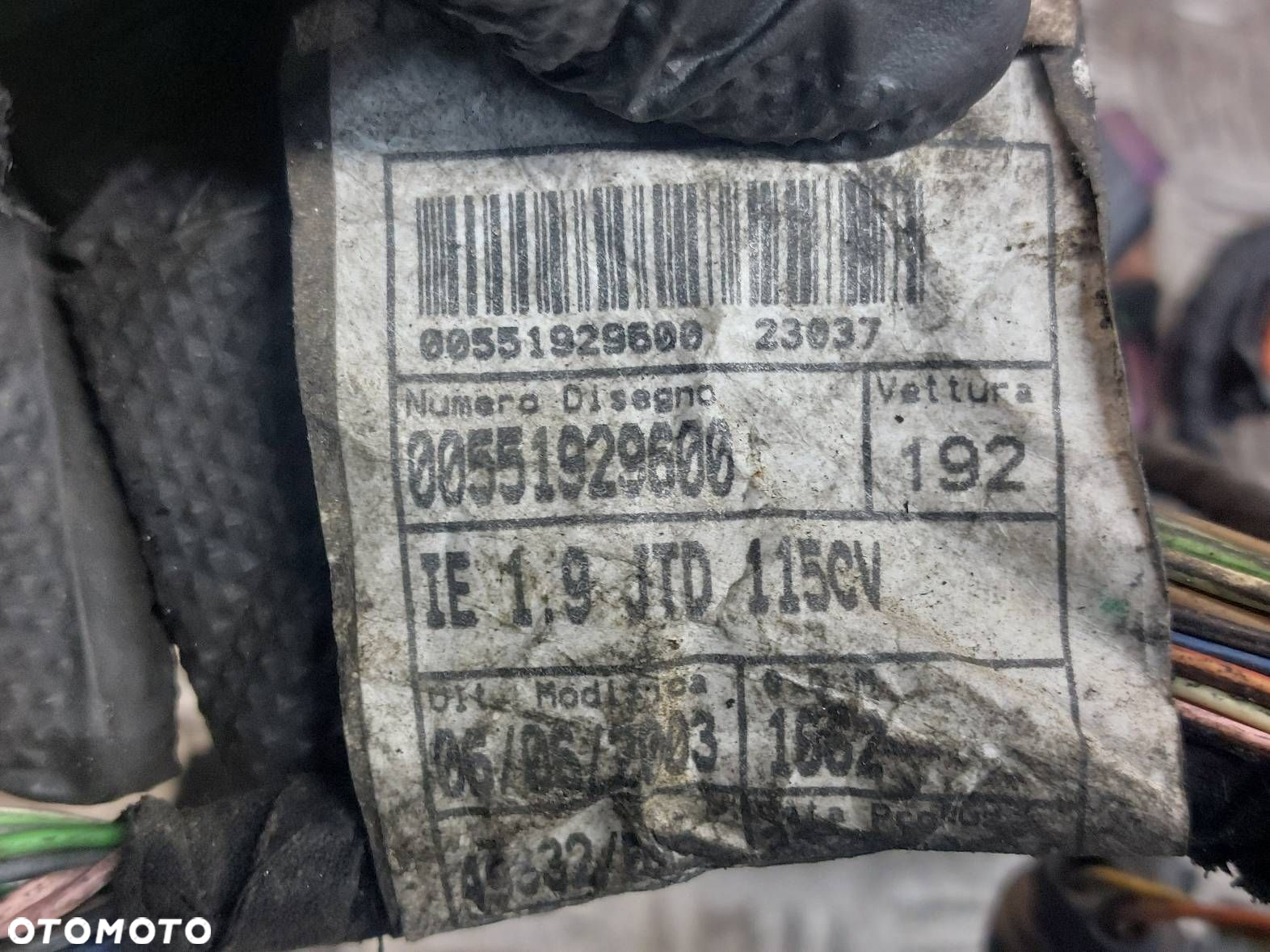 WIĄZKA OKABLOWANIE SILNIKA FIAT STILO 1.9 JTD 192A1000 00551929600 - 4