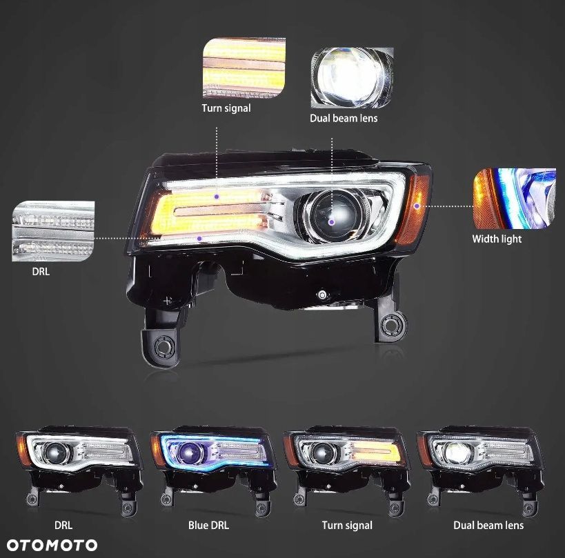 Reflektor Lampa kpl Vland Full Led Neon Tuning Jeep Grand Cherokee WK2 Lift - 3