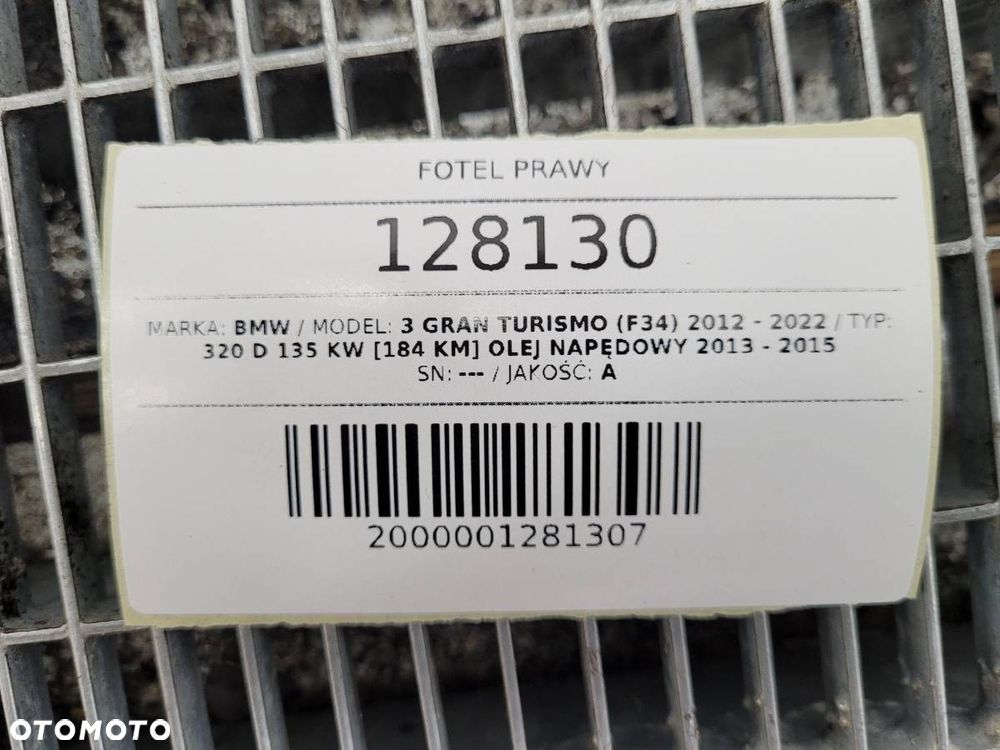 FOTEL PRZÓD PRZEDNI PRAWY PASAŻERA SKÓRA SPORT BMW 3 F34 GT EU - 16