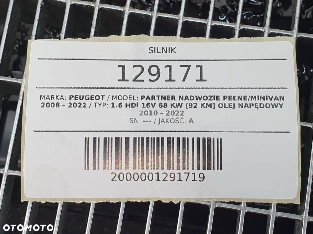 SILNIK KOMPLETNY 9HO6 9HP 10JBEM 1.6 HDI 92 PEUGEOT PARTNER II BERLINGO - 10