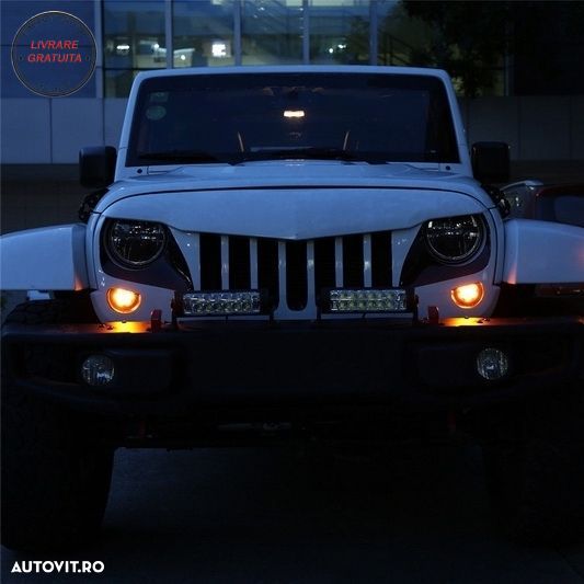 Grila Frontala cu Faruri LED CREE Angel Eye si Semnalizari compatibile cu Jeep Wra- livrare gratuita - 18