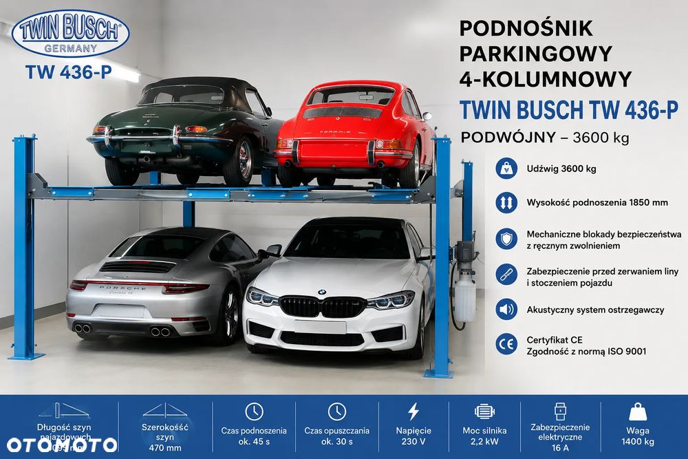 Podnośnik parkingowy 4-kolumnowy TW 436-P PODWÓJNY - 2