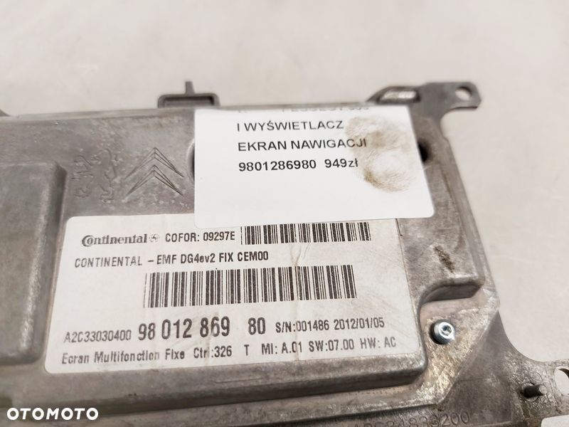 PEUGEOT 508 I 1 WYŚWIETLACZ EKRAN NAWIGACJI 9801286980 - 5