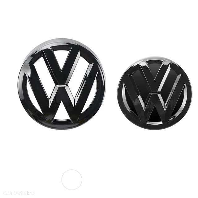 Set 2 Embleme Fata Spate Negru Lucios Volkswagen VW Golf 7 MK7, Glossy - 1
