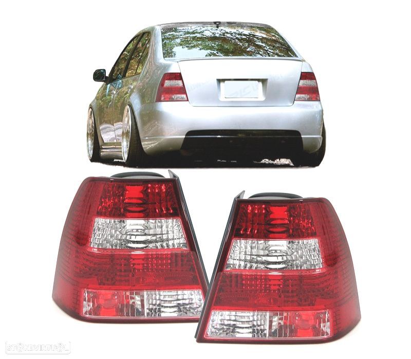 FAROLINS TRASEIROS PARA VOLKSWAGEN VW BORA 98-05 VERMELHO BRANCO CRISTAL - 1