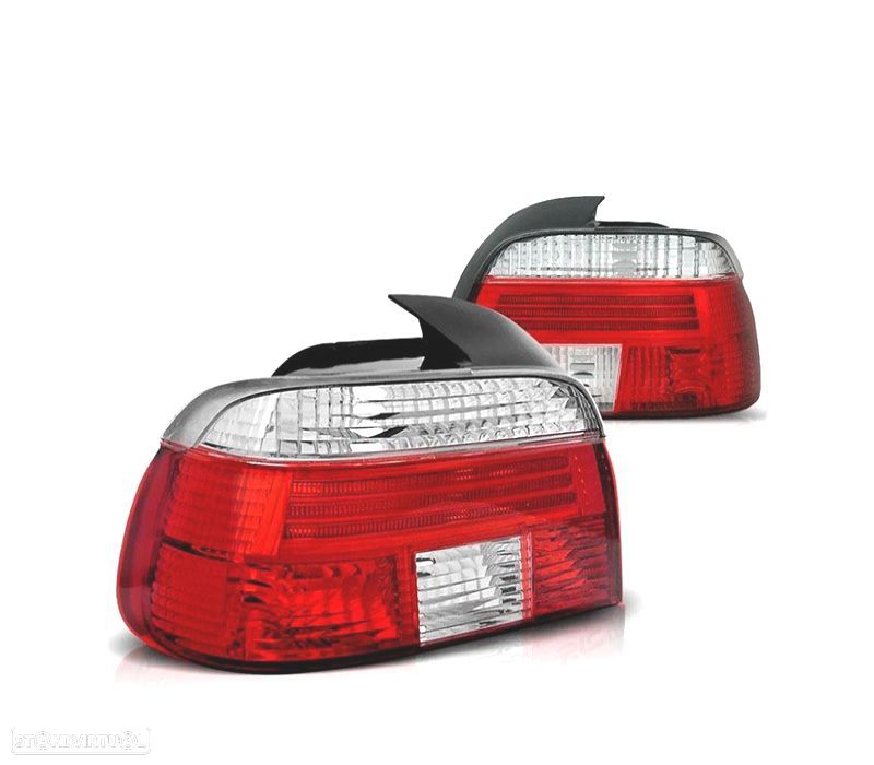 FAROLINS TRASEIROS BMW E39 95-00 VERMELHO BRANCO - 1