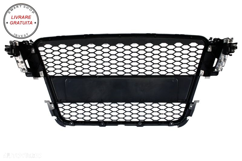 Grila Centrala Audi A5 8T (2007-2011) RS Design Negru Lucios- livrare gratuita - 3