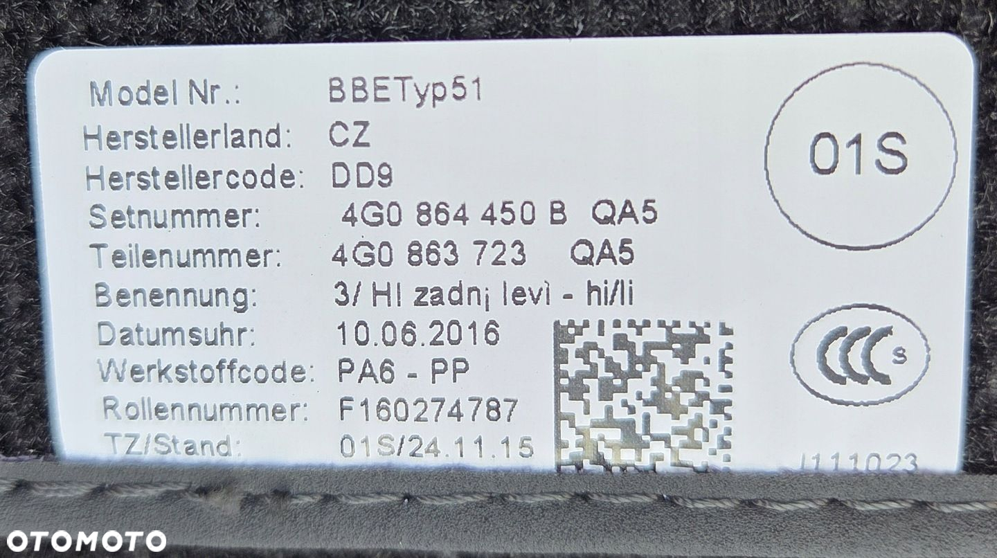AUDI OE A7 S7 RS7 A6 S6 RS6 C7 DYWANIKI WELUROWE PRZÓD TYŁ KOMPLET - 9