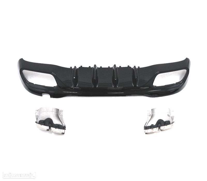 DIFUSOR MERCEDES W206 AMG 21- LOOK C63 + PONTEIRAS DE ESCAPE CROMADAS - 8