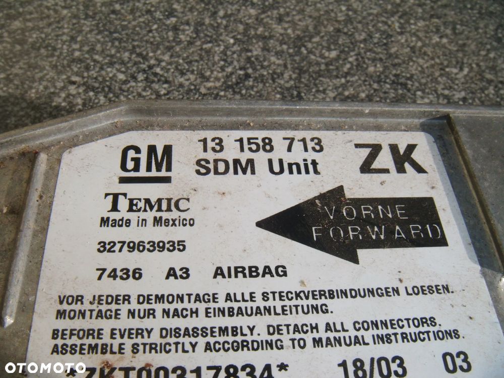 opel meriva a 03r sensor airbag 13158713 - 2