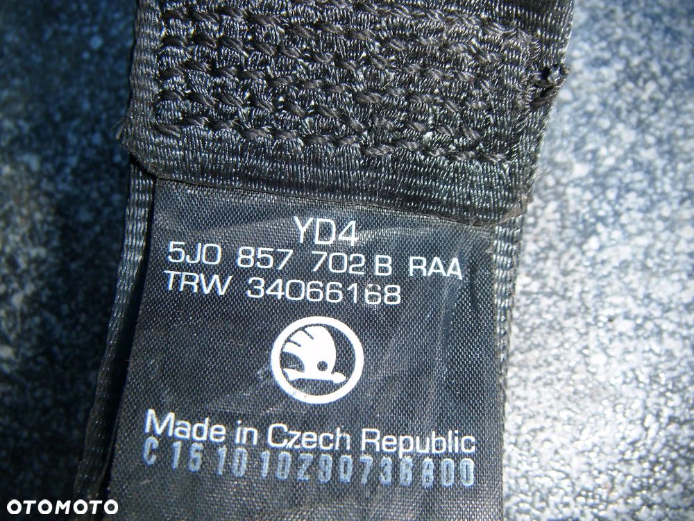 skoda roomster 10r  pas- napinacz pasa prawy przód  5j0857702b - 2