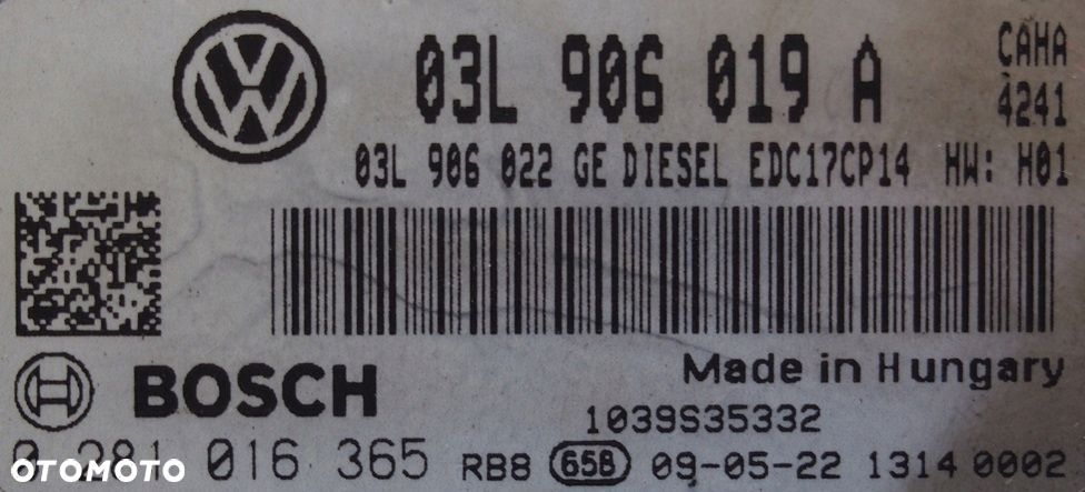 komputer sterownik seat exeo 2.0 tdi 03l906019a - 2