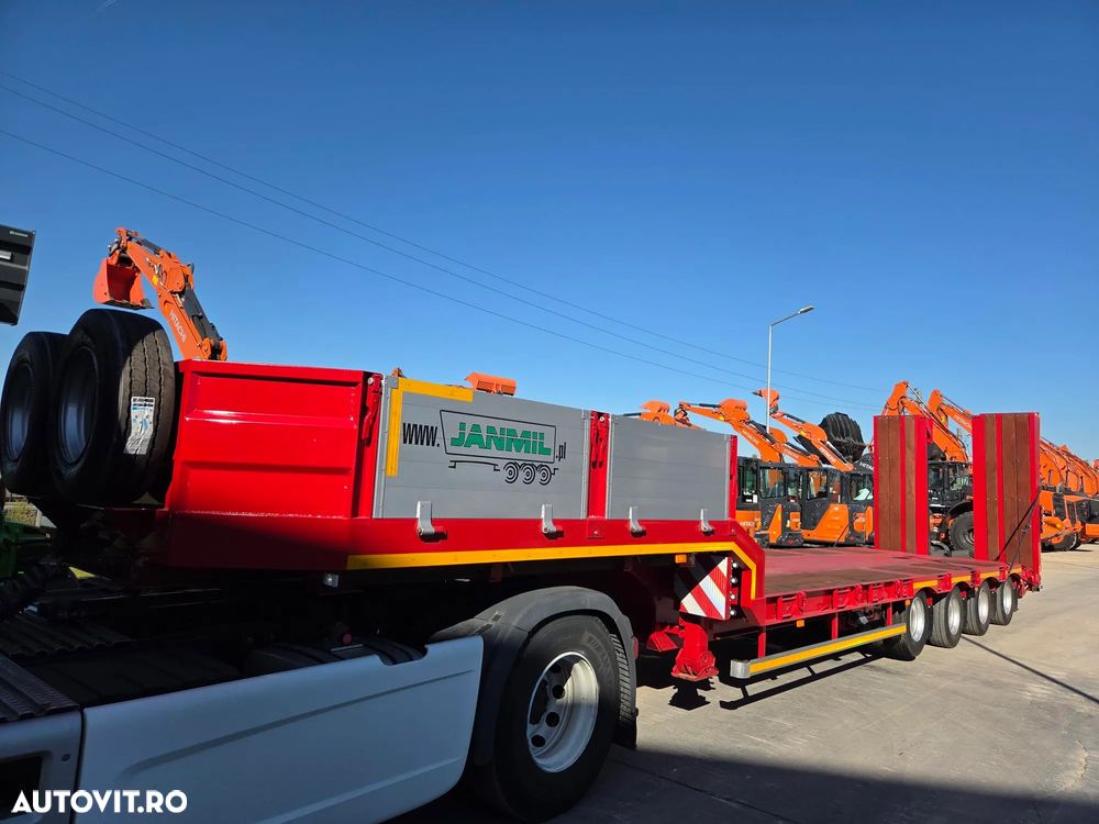 Janmil TRAILER 4 axe, rampe DUBLE, util 55t, axe SAF, Anv Goodyear, 2 roti rezerva, 2 axe viratoare, extensii lemn la 3m latime, obloane gat lebada, produs POLONIA, axa liftabila, garantie 1 an, leasing 5 ani cu rata lunara 6500 lei, PROMOTIE 67900 EUR+Tva - 3