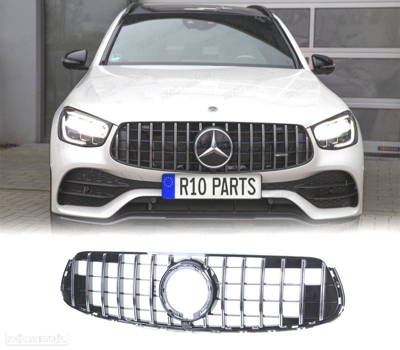 GRELHA FRONTAL MERCEDES CLASE GLC X253 SUV 20- LOOK AMG PRETO CROMO - 1