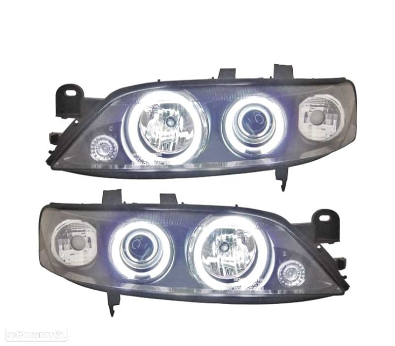 FARÓIS ANGEL EYES CCFL OPEL VECTRA 96-98 FUNDO PRETO - 1