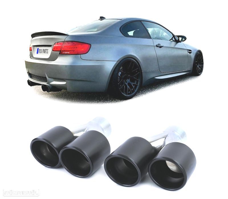 PONTEIRAS DE ESCAPE SAIDA DUPLA UNIVERSAL 2X 89MM INOX PRETO MATT - 1