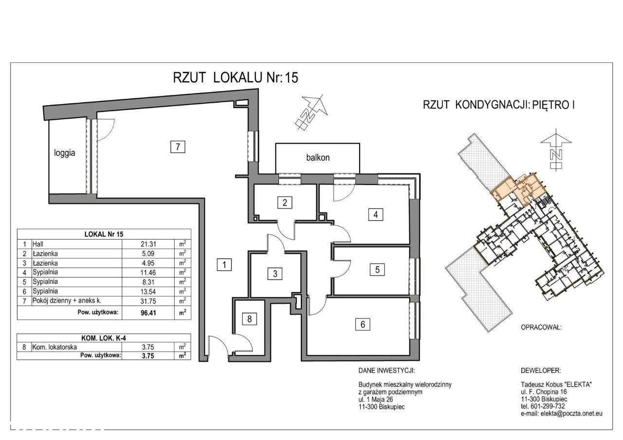 Mieszkanie Nr 15 - Piętro I - 96,41m2