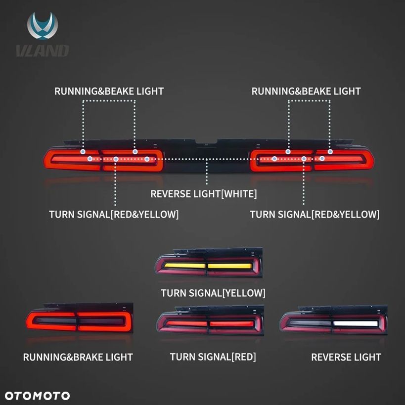 Lampy tyl Blenda kpl Red Vland Led LIFT look europa Dodge Challenger 08-14 - 6