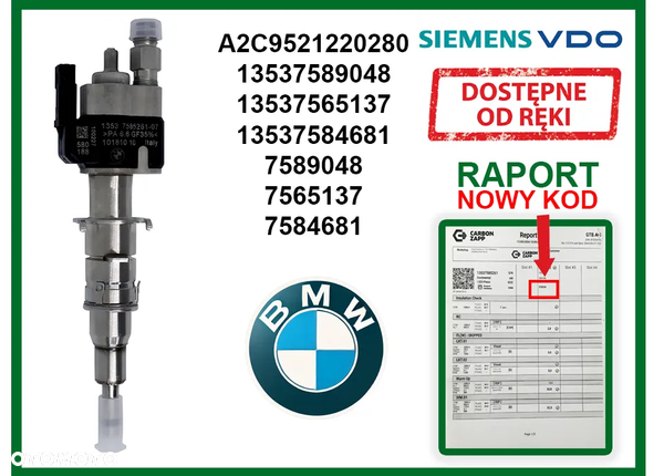 Wtryskiwacz Siemens VDO A2C9521220280 benzynowy do modeli 1, 3, 5, 6. GWARANCJA