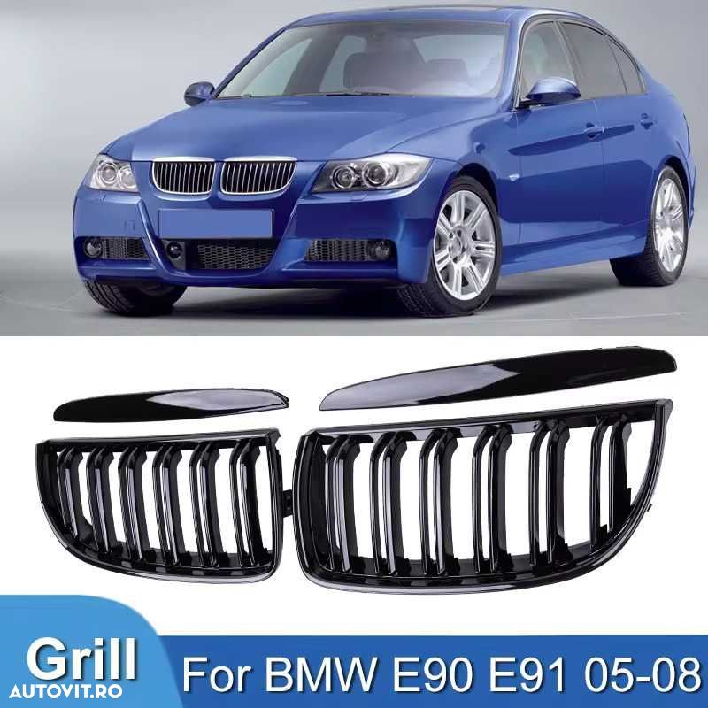 Set 2 Grile BMW E90,E91 Pre-LCI Seria3 2005-2009 M-Design,Negru Lucios - 4