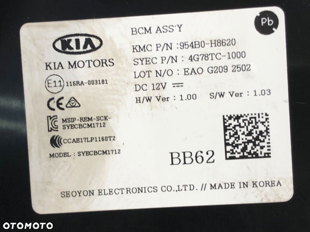 MODUŁ BCM - 722.00 PLN - KIA RIO IV (YB, SC, FB) 2017 - 2022 1.2 CVVT 62 kW [84 KM] benzyna 2020 - - 4